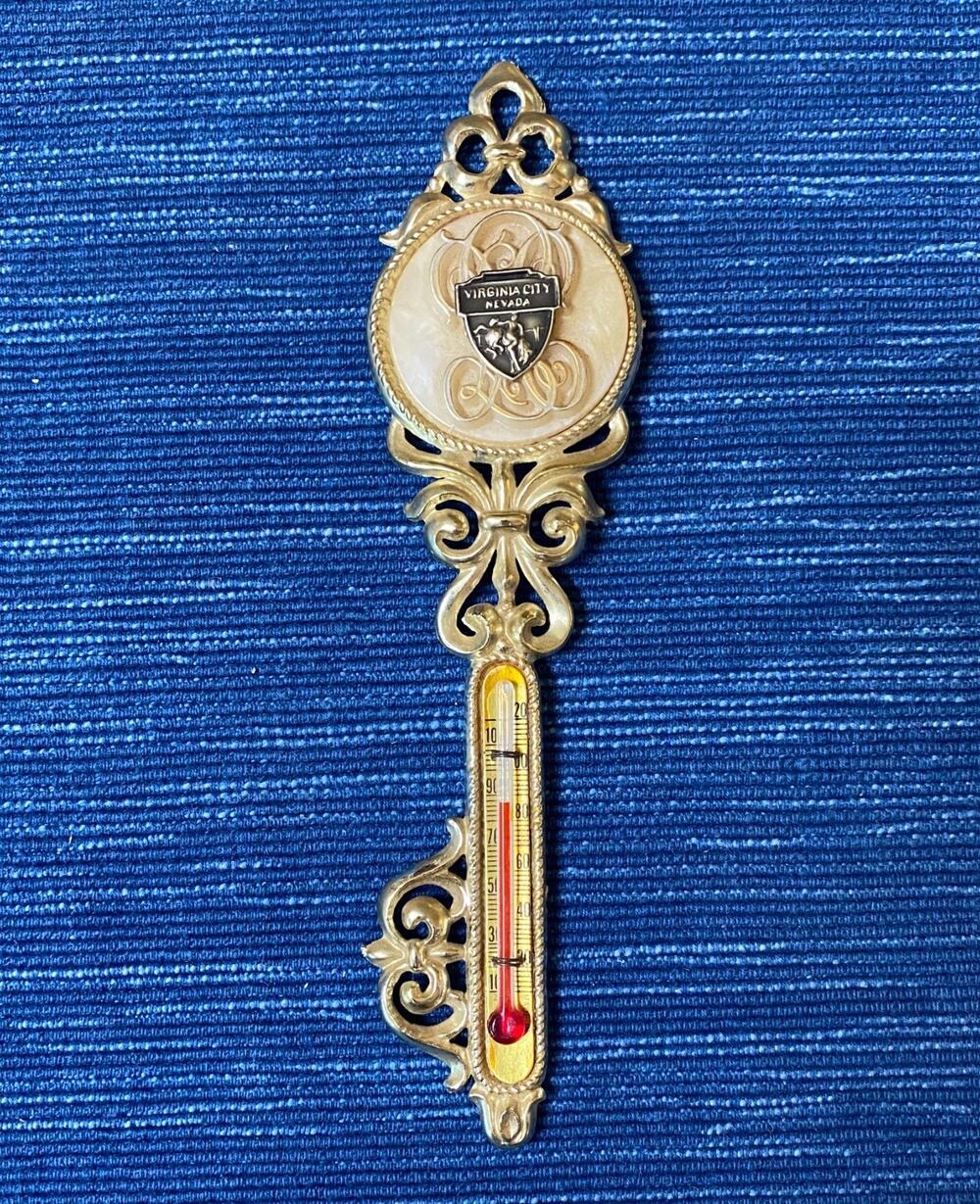 Vintage Souvenir Of Virginia City Nevada Metal Key Wall Decor Thermometer 95B